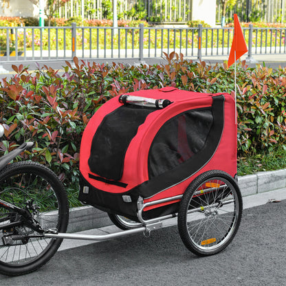 Aosom Dog Bike, Trailer Pet Cart, Bicycle Wagon, Travel Cargo, Carrier Attachment with Hitch, Foldable for Travelling, Red