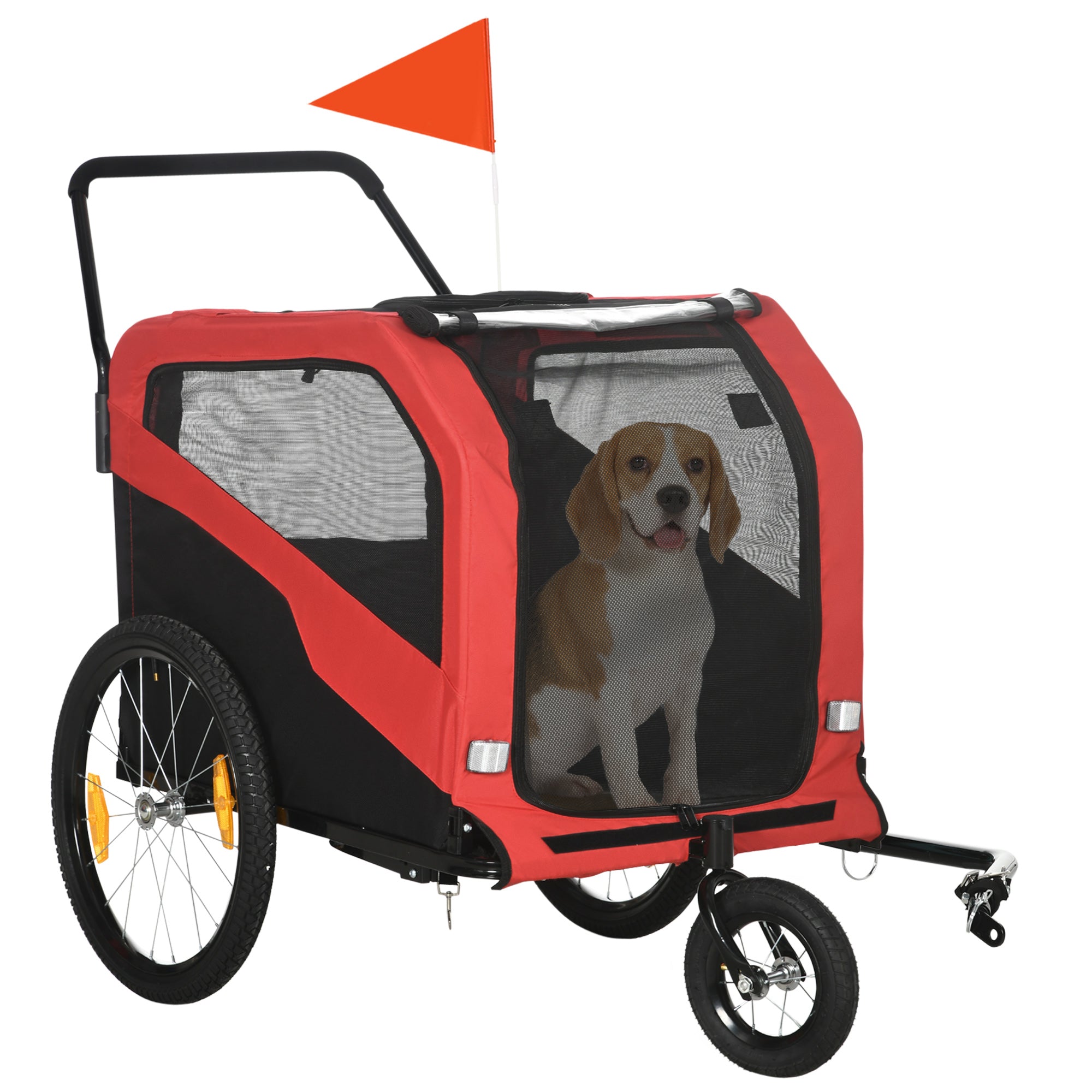 Aosom 2-in-1 Dog Bike Trailer for Large Dogs, Red