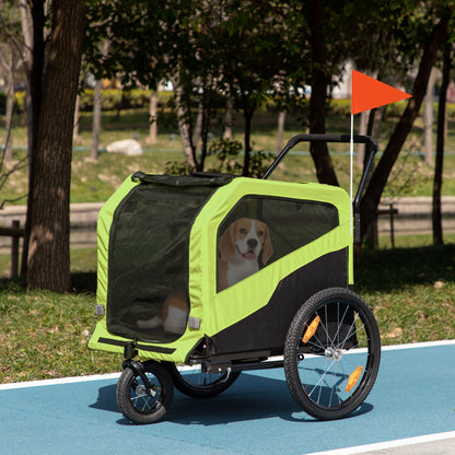 Aosom 2-in-1 Dog Bike Trailer for Large Dogs, Green