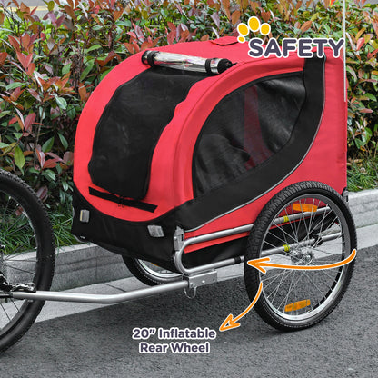 Aosom Dog Bike, Trailer Pet Cart, Bicycle Wagon, Travel Cargo, Carrier Attachment with Hitch, Foldable for Travelling, Red