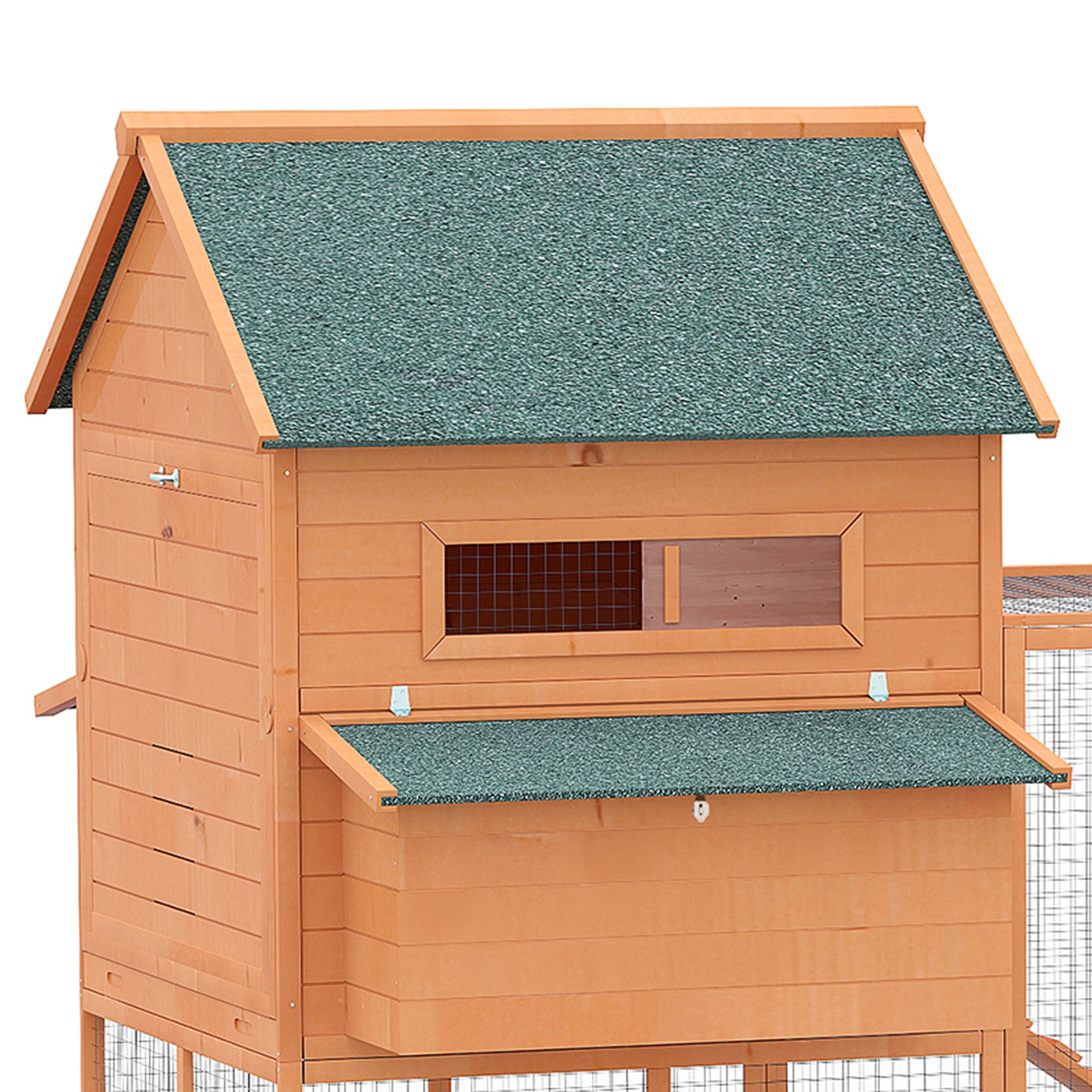 PawHut 137" Chicken Coop Wooden Large Hen House Deluxe Rabbit Hutch Lockable Poultry Cage Backyard with Nesting Box and Run, Orange