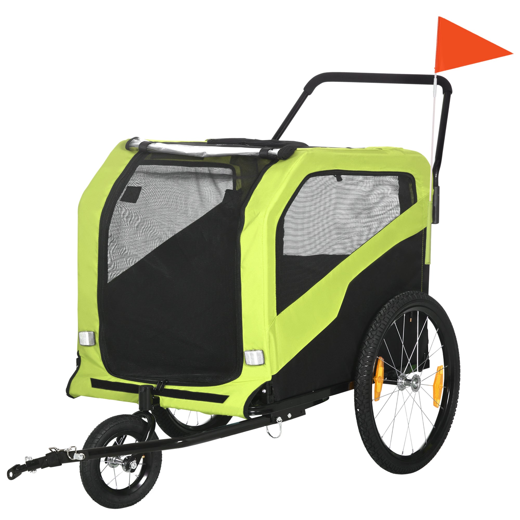 Aosom 2-in-1 Dog Bike Trailer for Large Dogs, Green