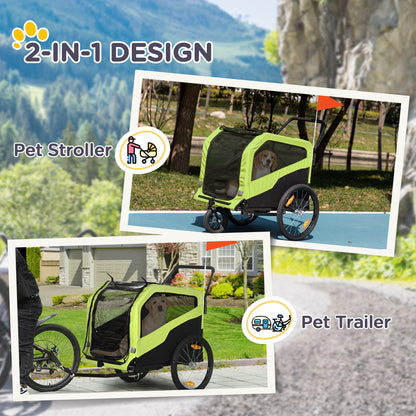 Aosom 2-in-1 Dog Bike Trailer for Large Dogs, Green