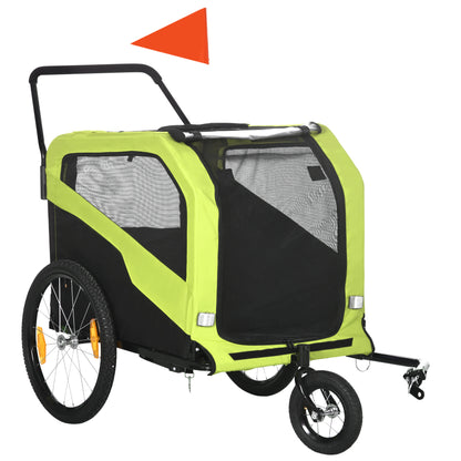 Aosom 2-in-1 Dog Bike Trailer for Large Dogs, Green