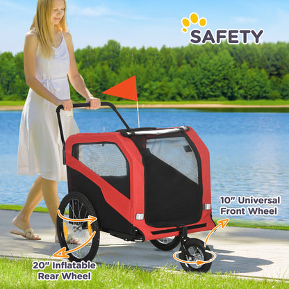 Aosom 2-in-1 Dog Bike Trailer for Large Dogs, Red