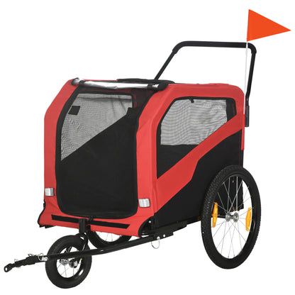 Aosom 2-in-1 Dog Bike Trailer for Large Dogs, Red