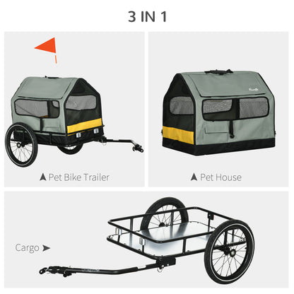 Aosom 3 in 1 Dog Bike Trailer, Pet Cargo, Pet Bed with Safety Leash, Hitch, Quick-Release Wheels, Cushion for Small Dogs