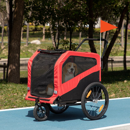 Aosom 2-in-1 Dog Bike Trailer for Large Dogs, Red