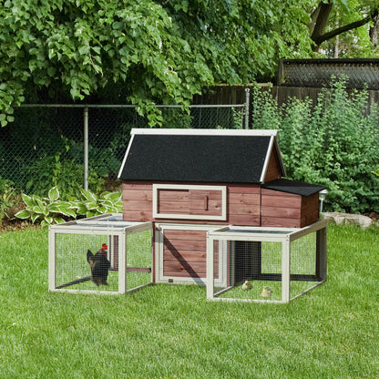 PawHut 114" Chicken Coop Modern Living Hen House DIY 3 Shape Rabbit Hutch 2-tier Poultry Cage Pen Outdoor Backyard Customization Runs