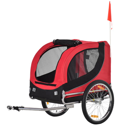 Aosom Dog Bike, Trailer Pet Cart, Bicycle Wagon, Travel Cargo, Carrier Attachment with Hitch, Foldable for Travelling, Red